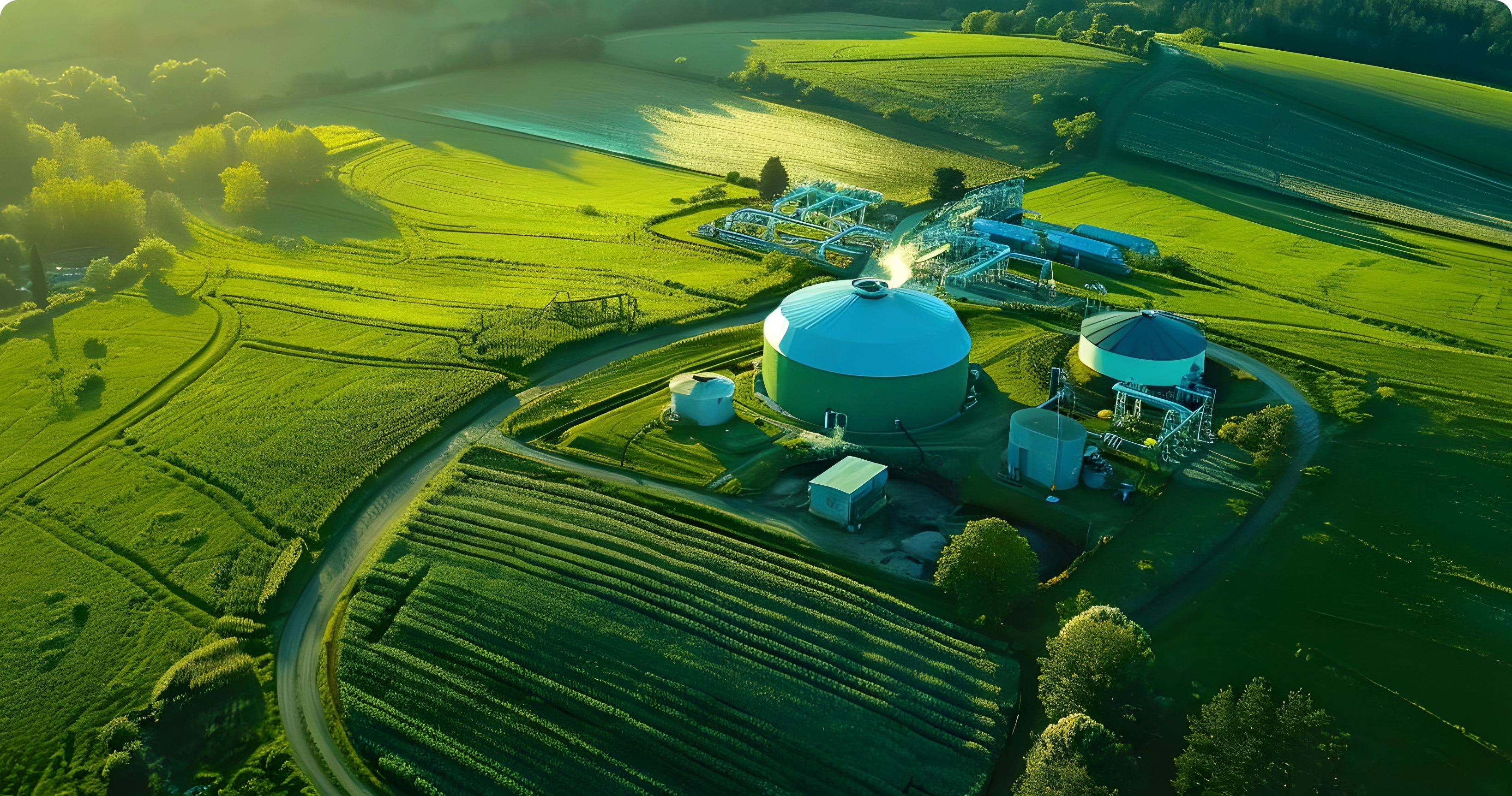 Aerial view of a green energy facility